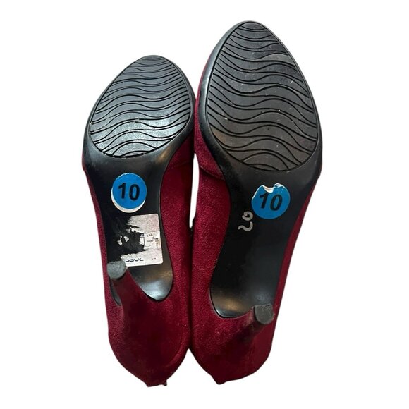Impo Sasha Cage Faux Suede Burgundy Heels Cutout Stiletto Heel Size 10 - Picture 4 of 7